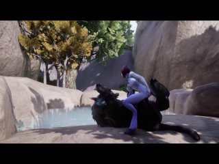 demon girl rides on a blue tiger - xvideoscom